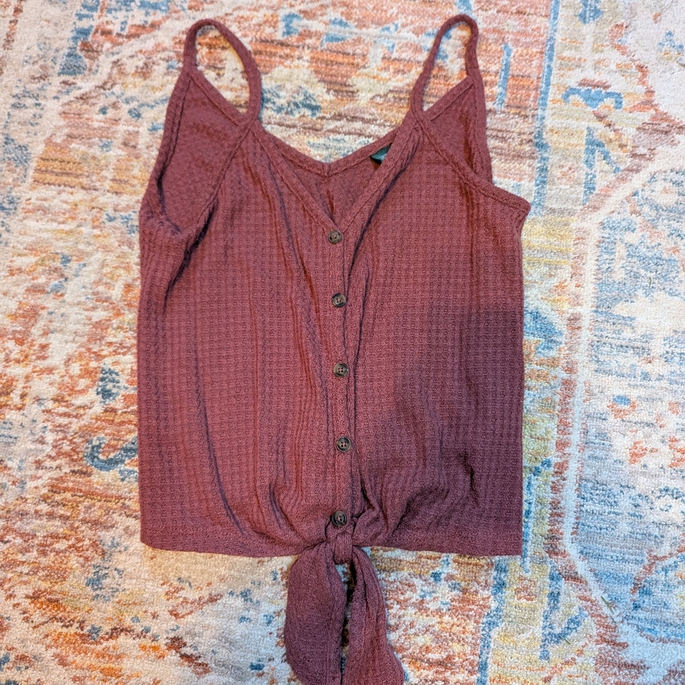 Wild Fable Maroon Button-Down Crop Tank